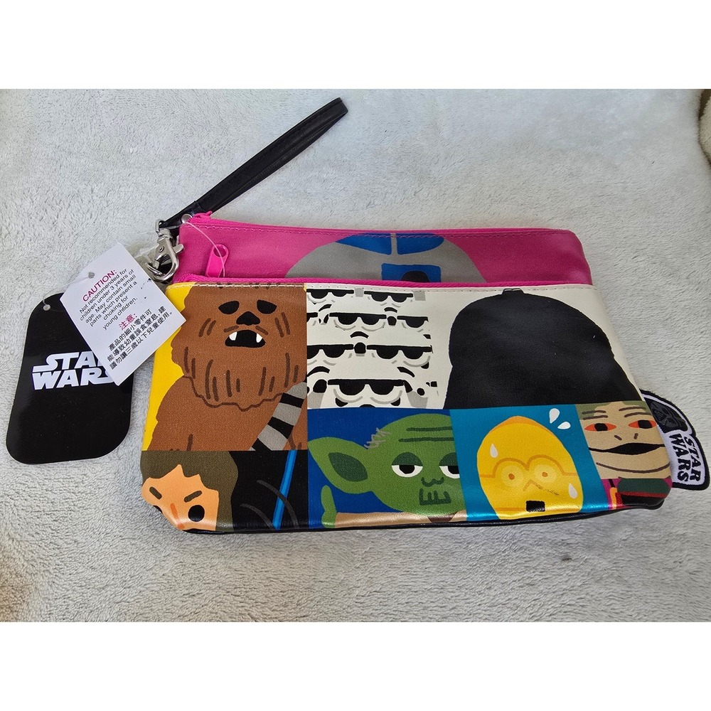 Disney Hong Kong Disneyland Star Wars Character Wristlet Pouch Bag New With Tags